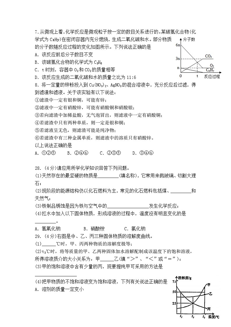 武汉一初慧泉2022-2023学年第一学期元调模拟九年级化学试题第2页