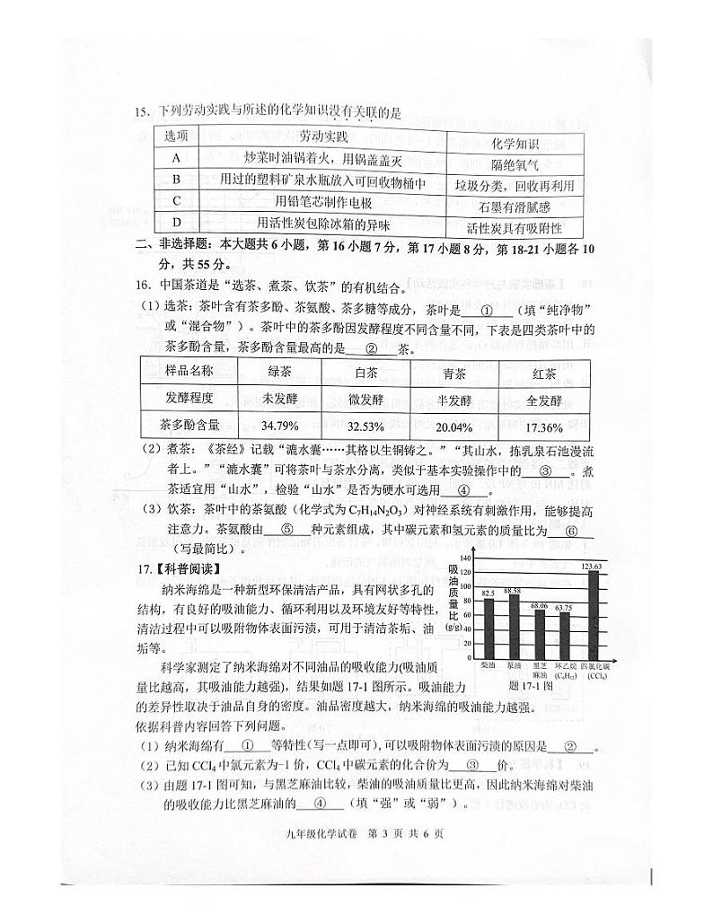 广东省中山市2023-2024学年九年级上学期1月期末化学试题第3页