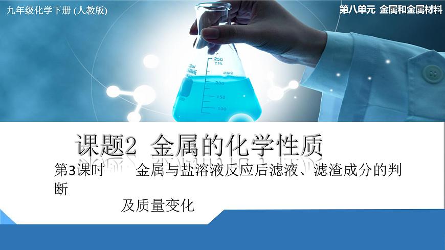 人教版初中化學(xué)九年級(jí)下冊(cè)第八單元課題2金屬的化學(xué)性質(zhì)（第3課時(shí)）濾渣、濾液成分的判斷課件PPT第1頁(yè)