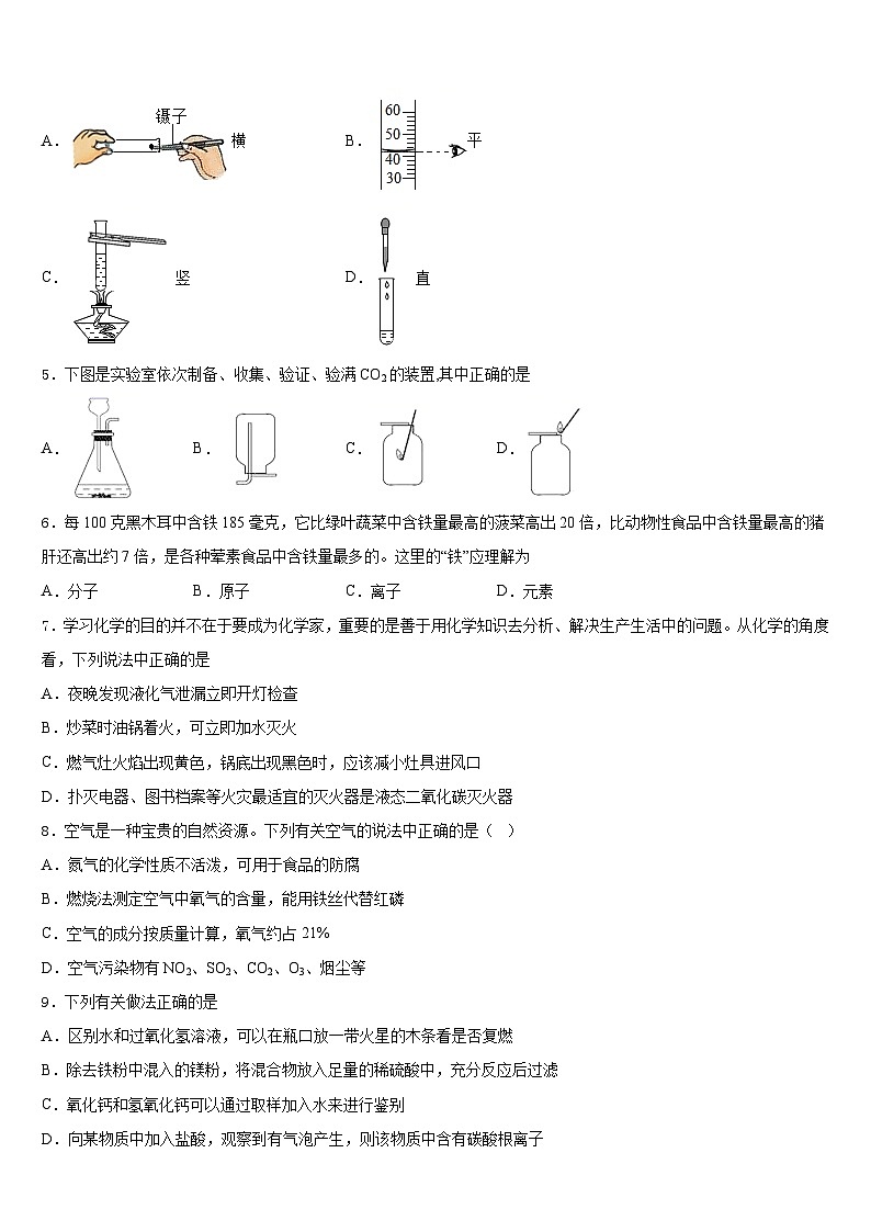 2023-2024学年上海市嘉定区化学九上期末调研模拟试题含答案第2页