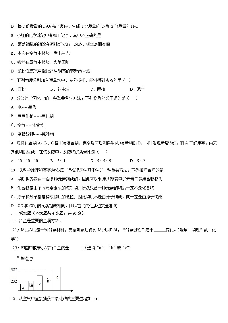 2023-2024学年吉林省白山市长白县化学九上期末统考模拟试题含答案第2页