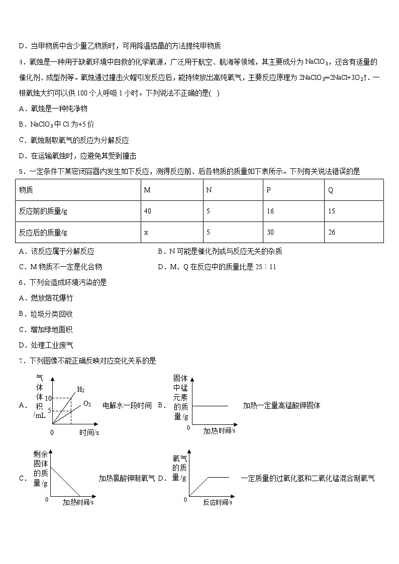 2023-2024学年南通市启秀中学九上化学期末考试模拟试题含答案第2页