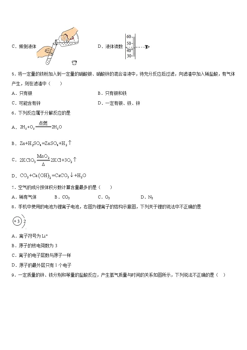 2023-2024学年吉林省长春市汽车经济技术开发区化学九上期末达标测试试题含答案02