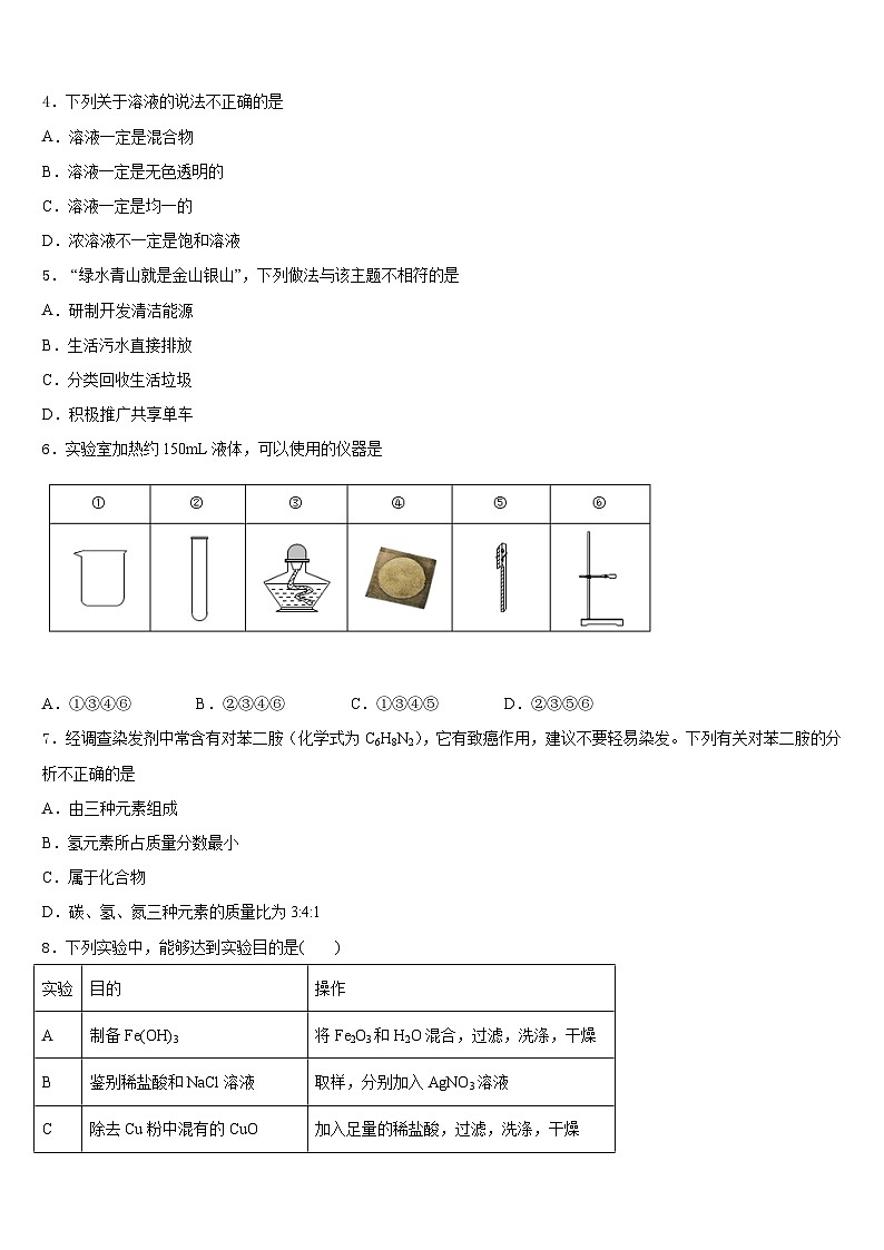 2023-2024学年四川省成都市温江县九上化学期末联考试题含答案第2页