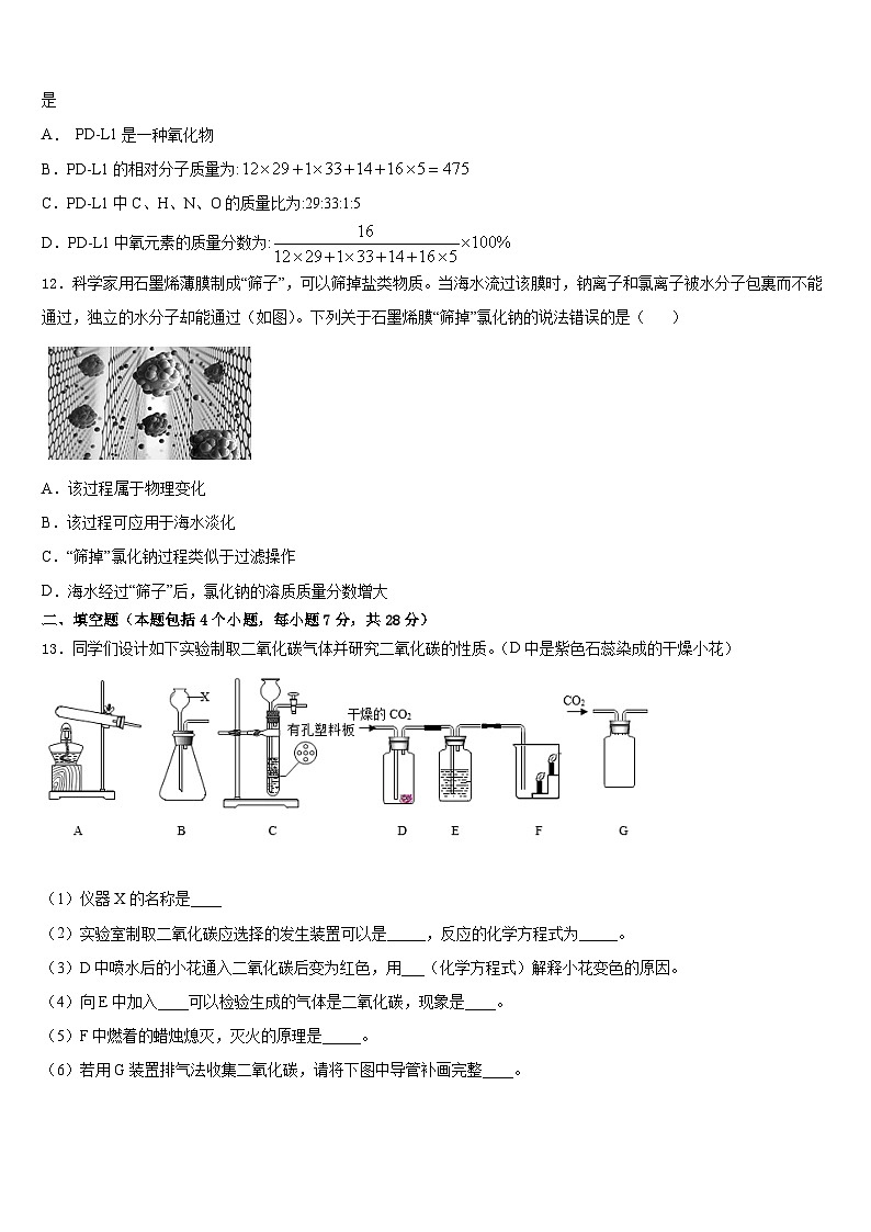 2023-2024学年四川省资阳市名校九上化学期末教学质量检测试题含答案03