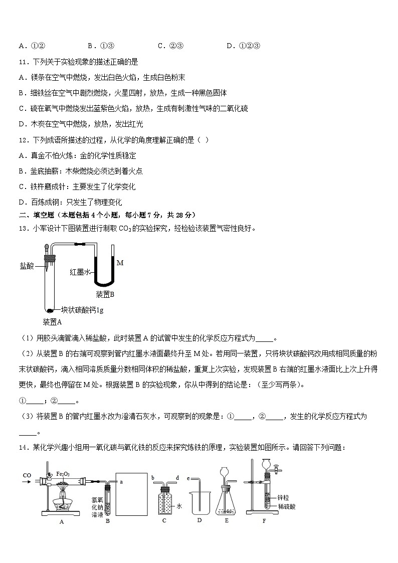 2023-2024学年安徽亳州刘桥中学九上化学期末调研模拟试题含答案第3页