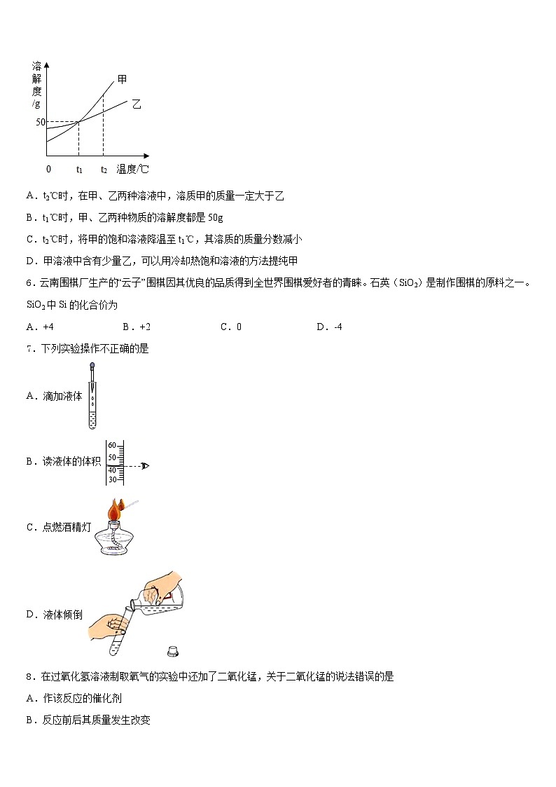 黑龙江省大庆市林甸县2023-2024学年化学九上期末预测试题含答案第2页