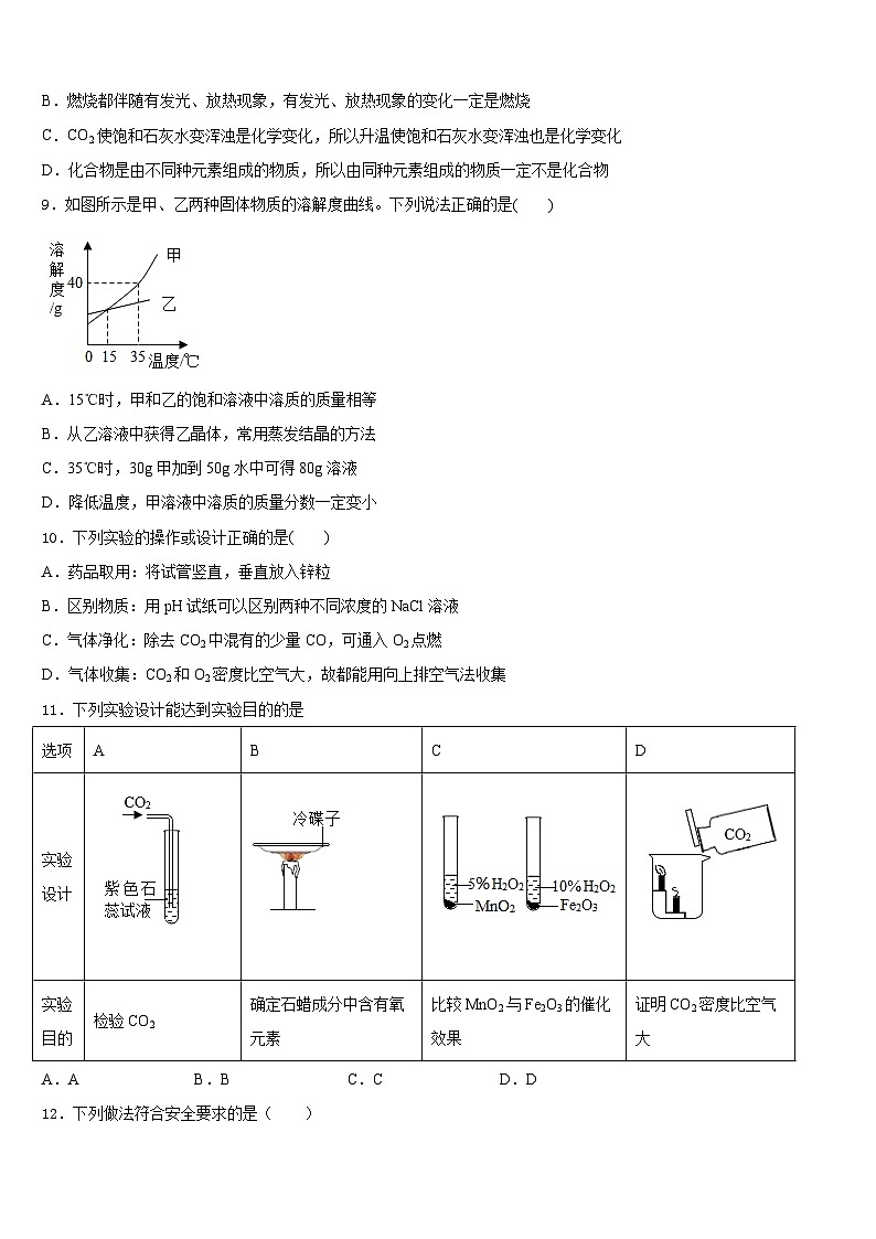 2023-2024学年山东日照明望台中学九上化学期末经典模拟试题含答案第3页