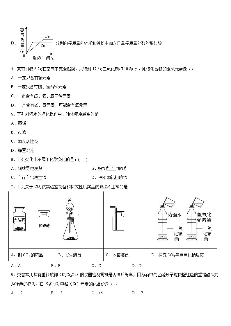 2023-2024学年山东省东营市河口区义和镇中学心学校化学九上期末综合测试模拟试题含答案第2页
