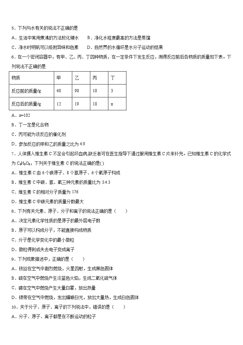 2023-2024学年山东省阳谷县九年级化学第一学期期末检测模拟试题含答案02