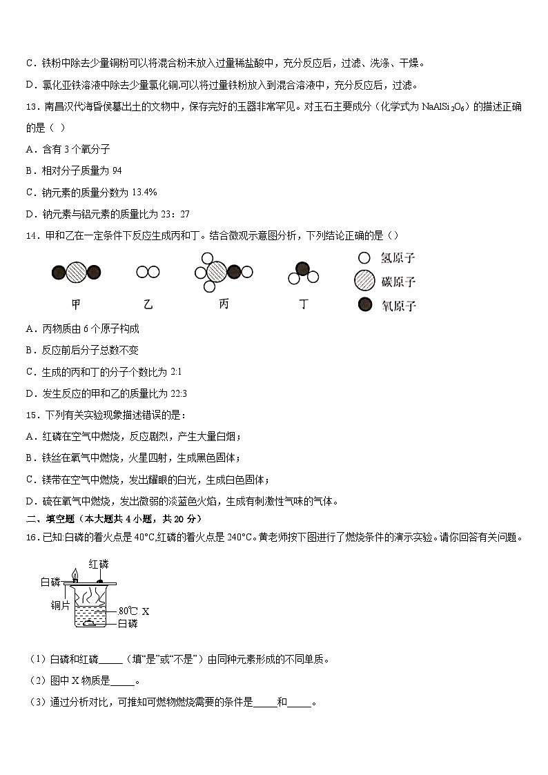 2023-2024学年广东省广外大附中化学九年级第一学期期末达标测试试题含答案03