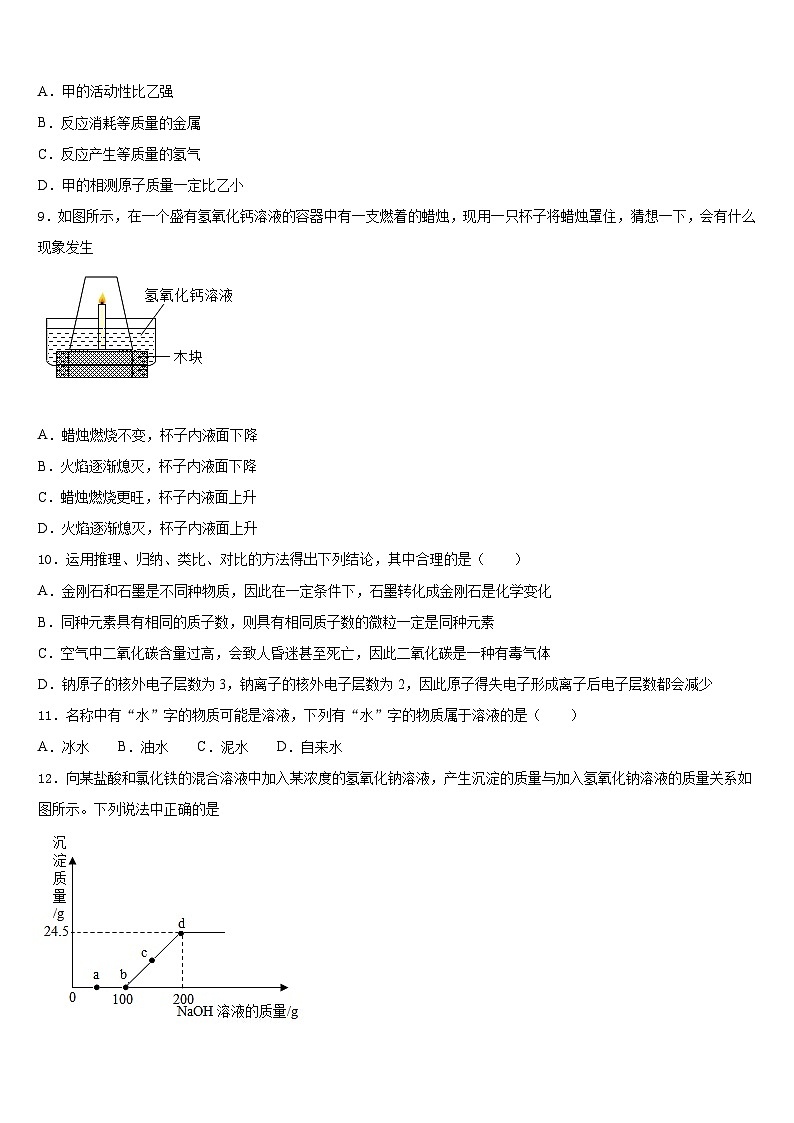 2023-2024学年广东省深圳市罗湖区文锦中学九年级化学第一学期期末达标检测模拟试题含答案03