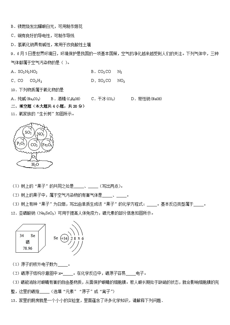 2023-2024学年广东省深圳市龙文教育九上化学期末监测试题含答案第3页