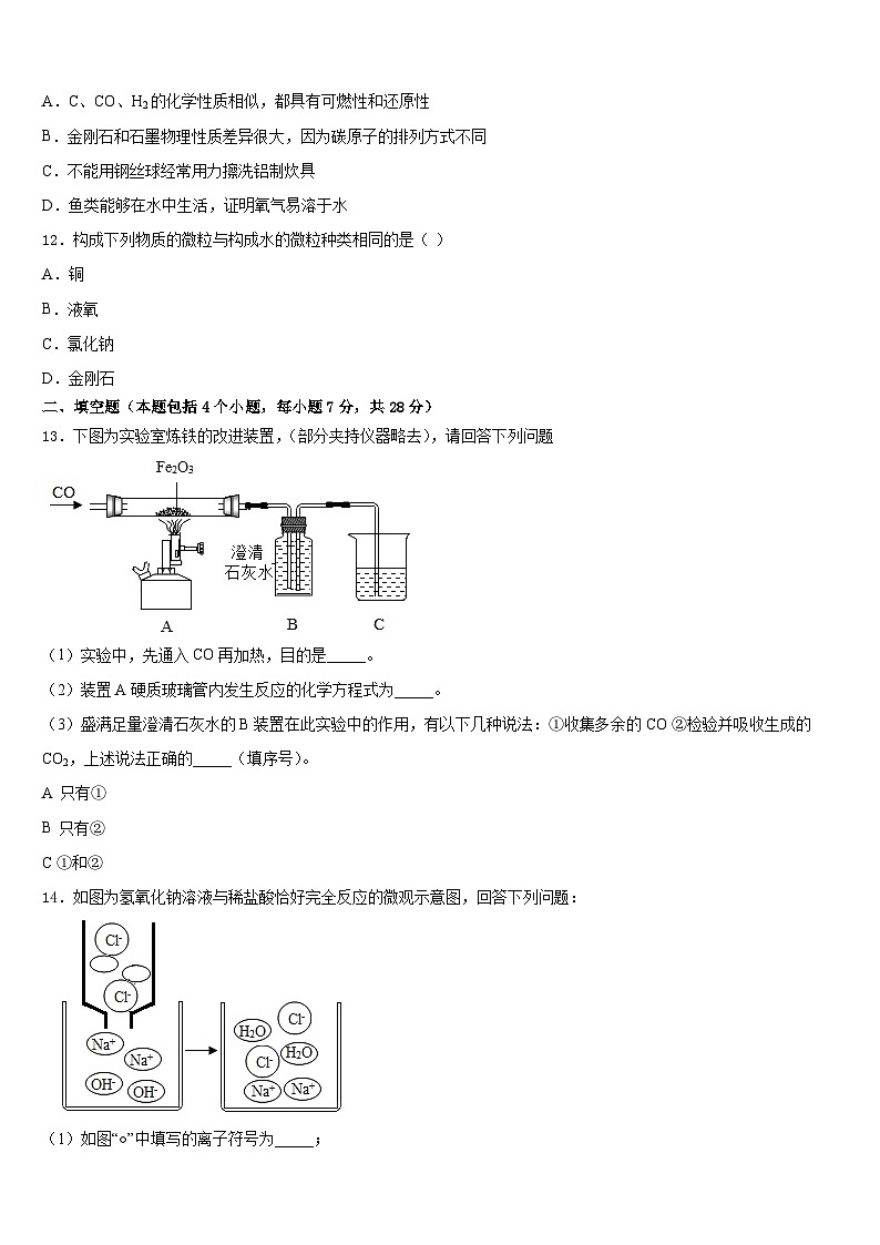 2023-2024学年广州市从化区从化七中学年度九年级化学第一学期期末调研模拟试题含答案第3页
