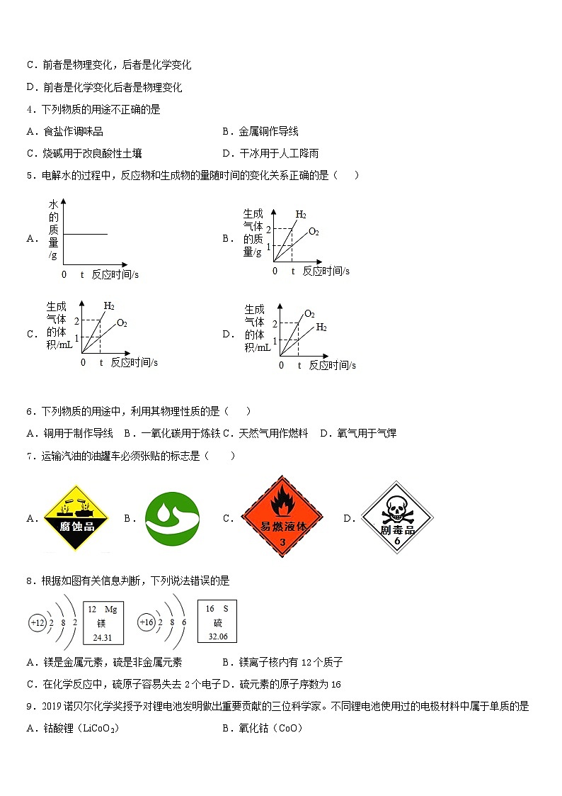 2023-2024学年江苏省南京市鼓楼实验中学化学九年级第一学期期末经典模拟试题含答案第2页