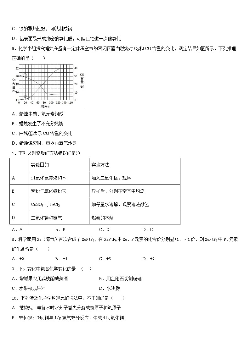 2023-2024学年江苏省南京市溧水区孔镇中学九年级化学第一学期期末经典试题含答案第2页