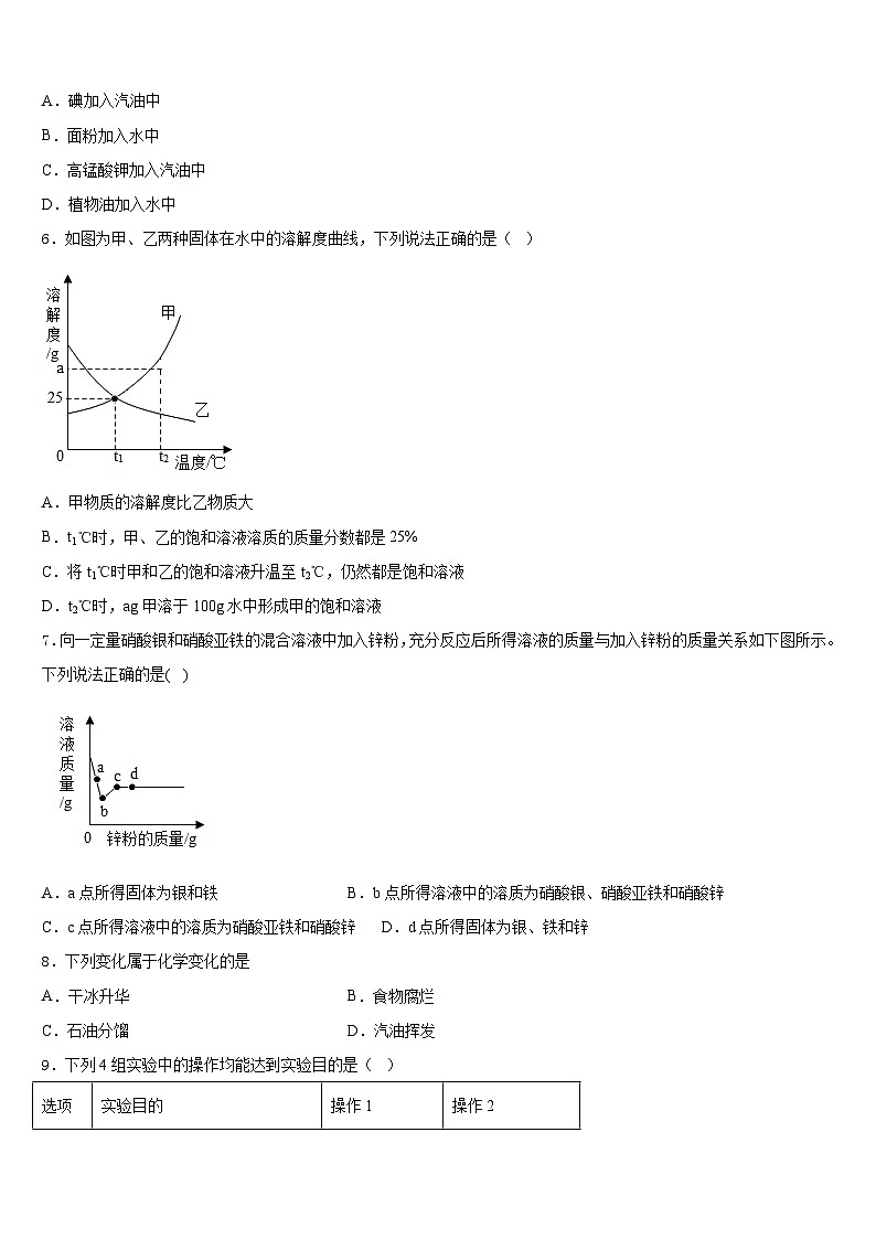 2023-2024学年江苏省南京市秦淮区四校化学九上期末调研试题含答案第2页