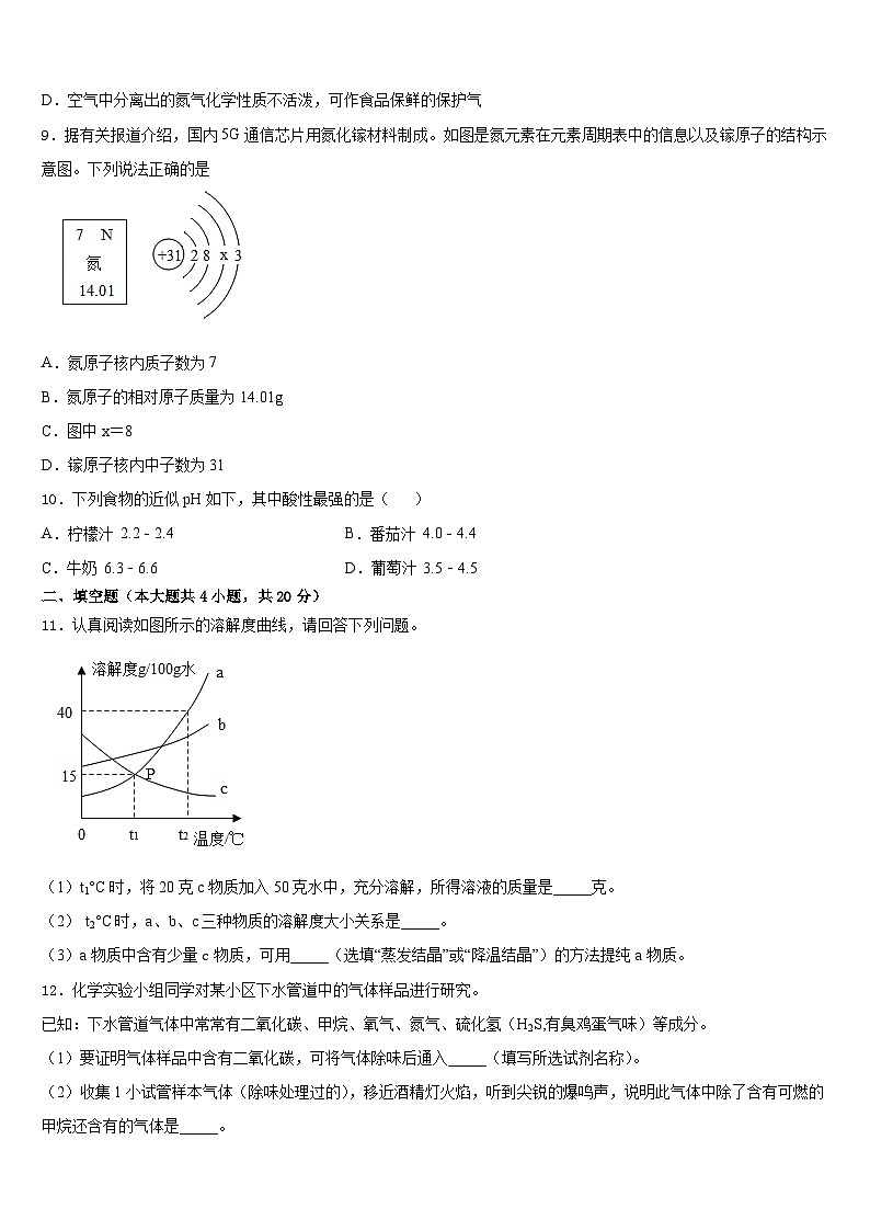 2023-2024学年江苏省张家港市梁丰中学化学九上期末复习检测模拟试题含答案第3页