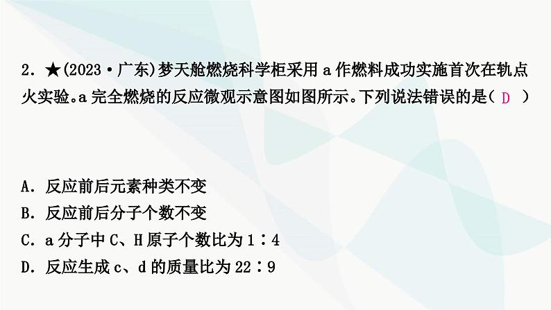鲁教版中考化学复习第五单元定量研究化学反应重难突破5微观反应示意图课件第8页