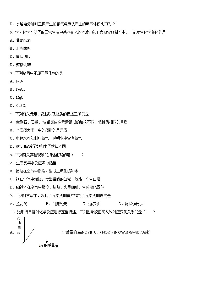 2023-2024学年河北省邯郸市鸡泽县九年级化学第一学期期末质量跟踪监视模拟试题含答案第2页