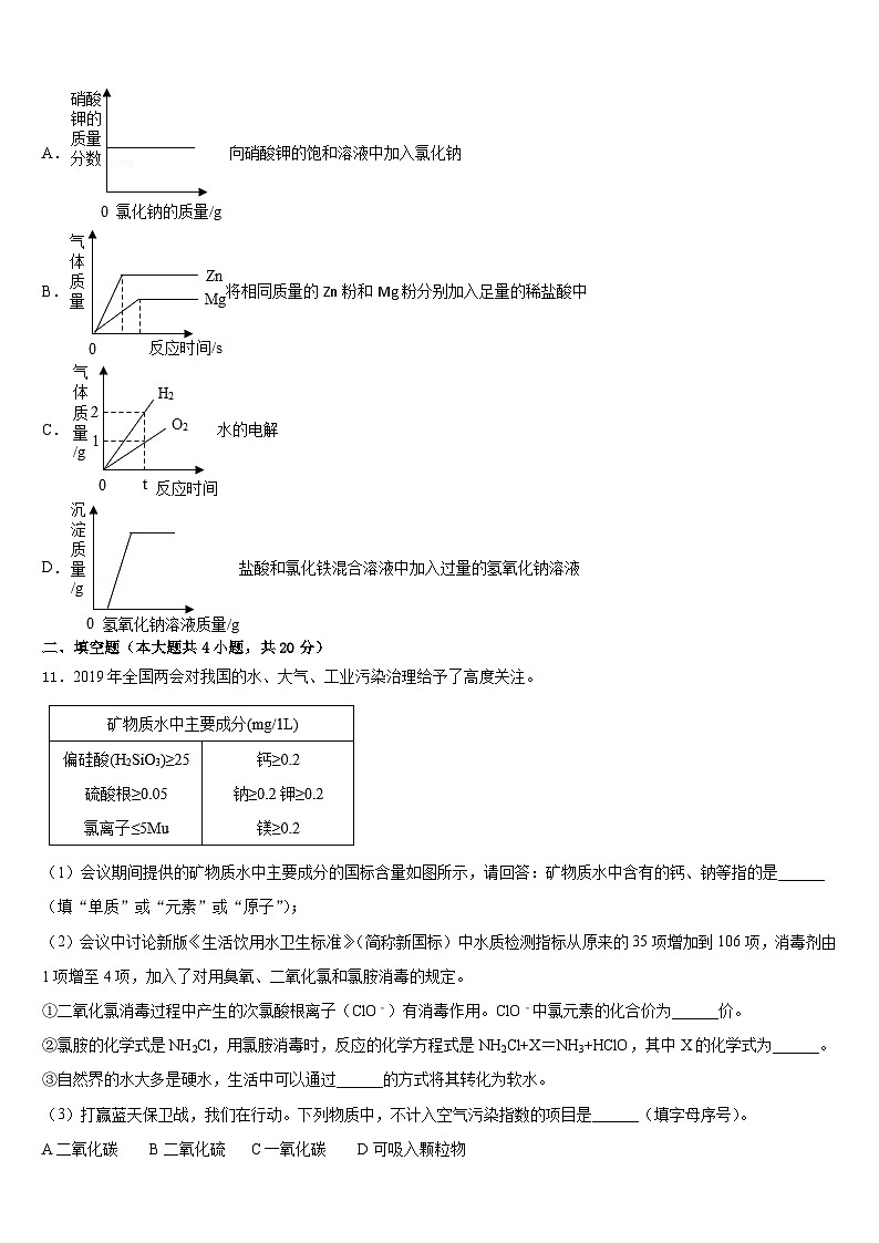 2023-2024学年河南省信阳市第九中学九年级化学第一学期期末复习检测试题含答案第3页