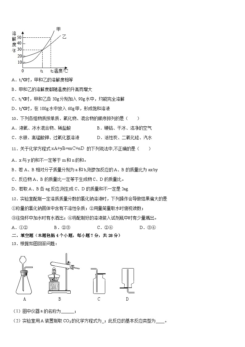 2023-2024学年河南省柘城县化学九年级第一学期期末学业质量监测模拟试题含答案第3页