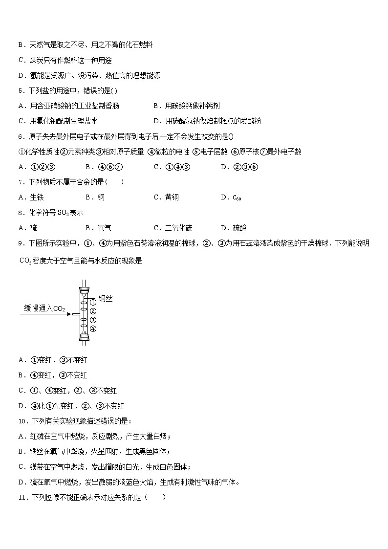2023-2024学年湖南望城金海学校九年级化学第一学期期末质量跟踪监视模拟试题含答案第2页