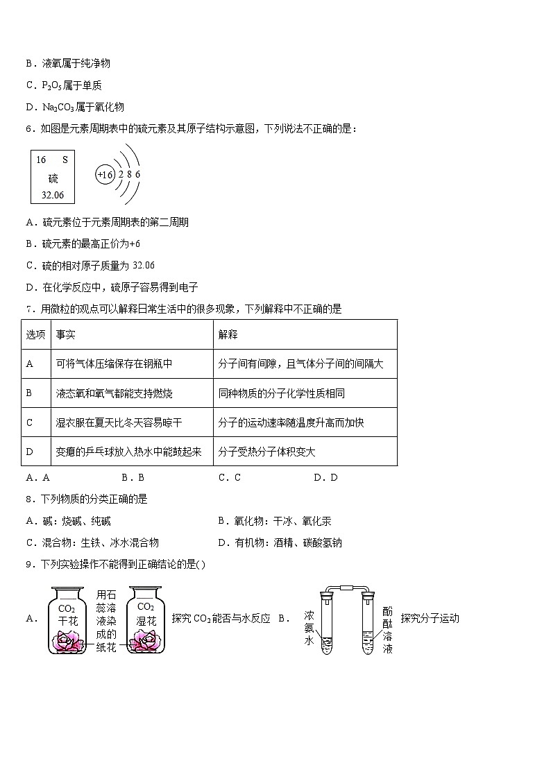 四川省遂宁市大英县2023-2024学年化学九年级第一学期期末达标检测模拟试题含答案第2页
