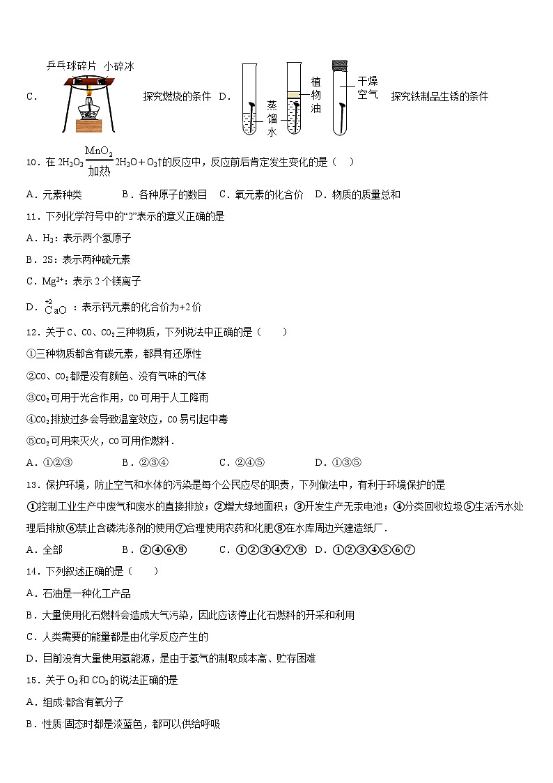 四川省遂宁市大英县2023-2024学年化学九年级第一学期期末达标检测模拟试题含答案第3页