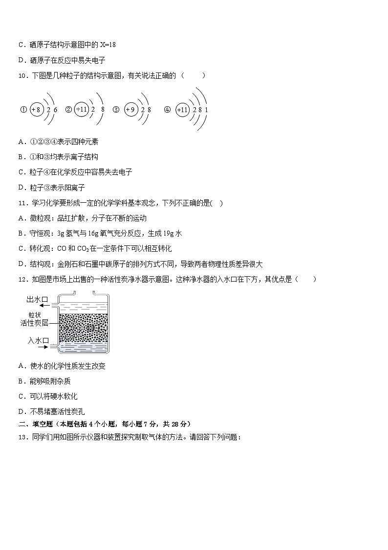四川省资阳市雁江区临丰祥片区2023-2024学年九年级化学第一学期期末质量跟踪监视试题含答案第3页