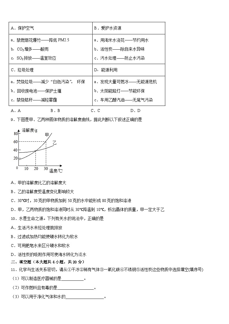 宁夏中卫市名校2023-2024学年化学九上期末达标检测模拟试题含答案第3页