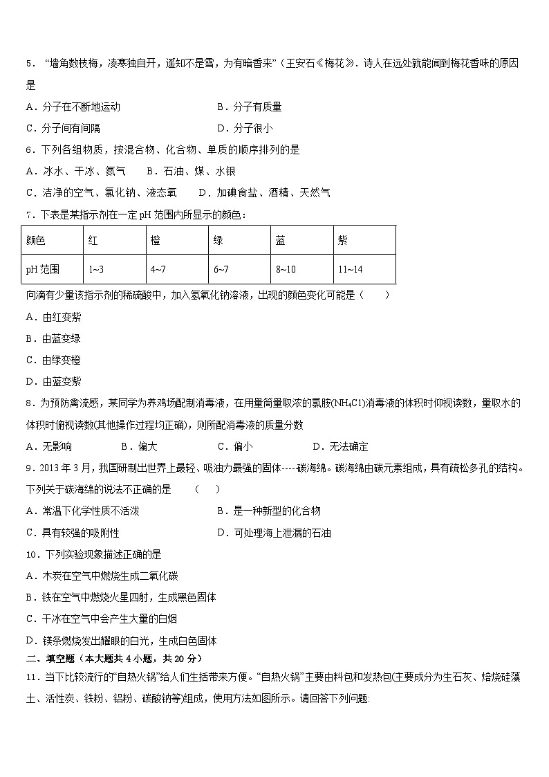 山东省威海市实验中学2023-2024学年九年级化学第一学期期末复习检测模拟试题含答案第2页