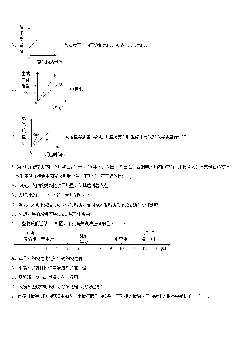 山东省重点中学2023-2024学年化学九年级第一学期期末达标检测模拟试题含答案第2页