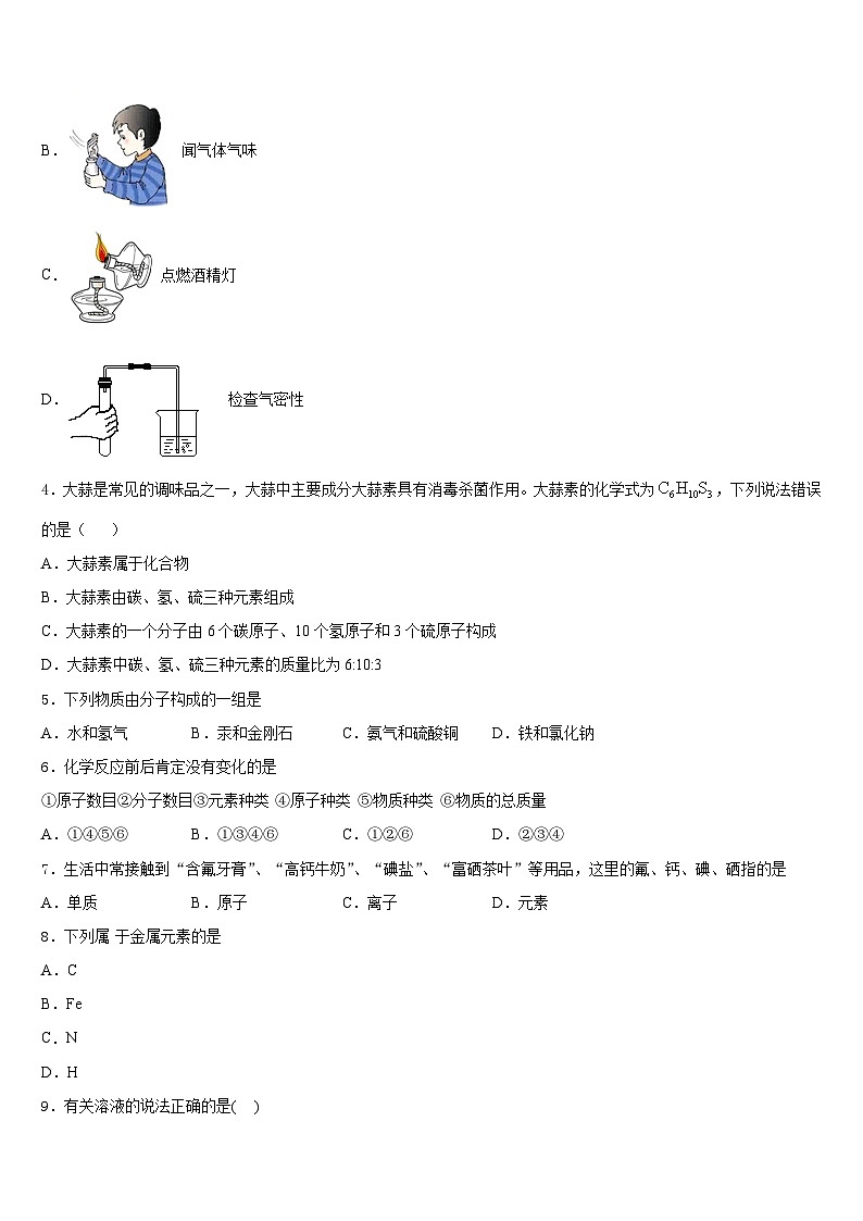 广东省汕头市濠江区2023-2024学年九年级化学第一学期期末联考模拟试题含答案第2页