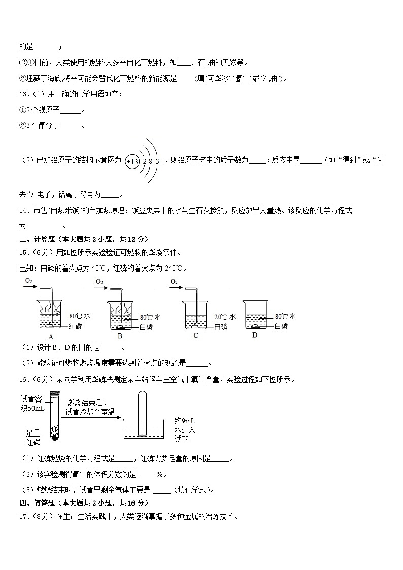 广东省深圳市翠园初级中学2023-2024学年九上化学期末质量跟踪监视试题含答案03