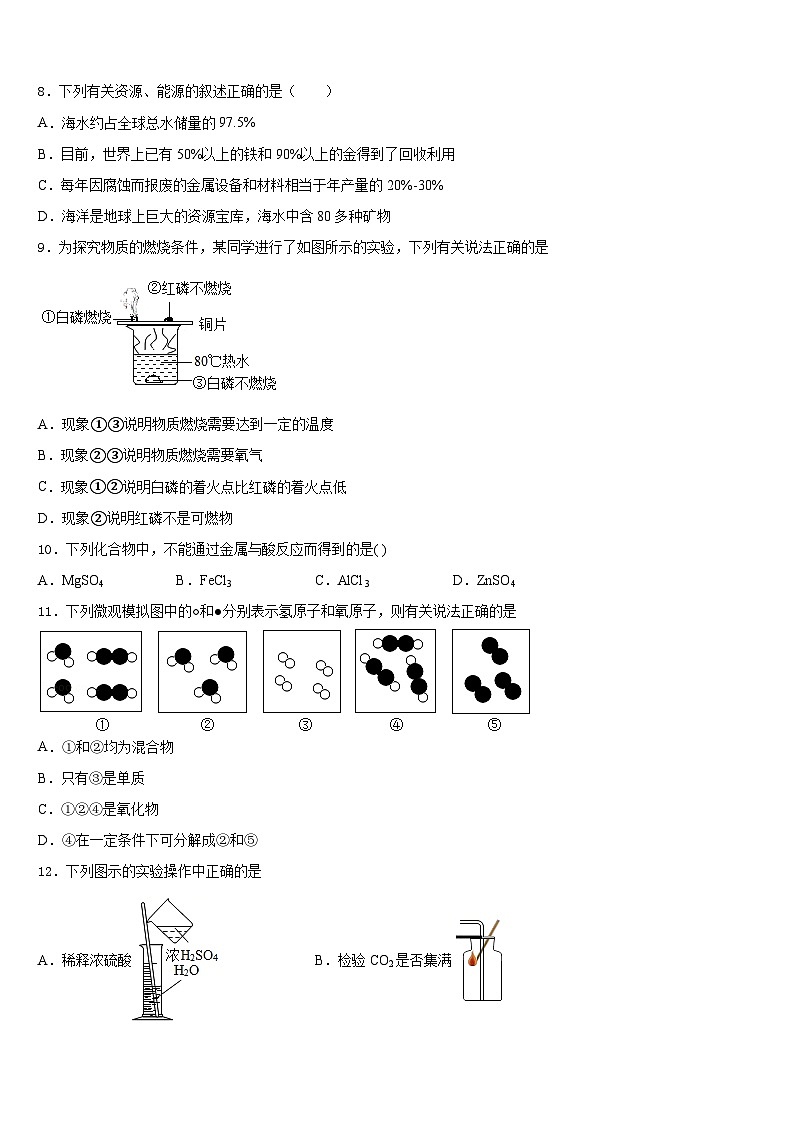 广东省深圳市龙华实验学校2023-2024学年化学九上期末经典模拟试题含答案03