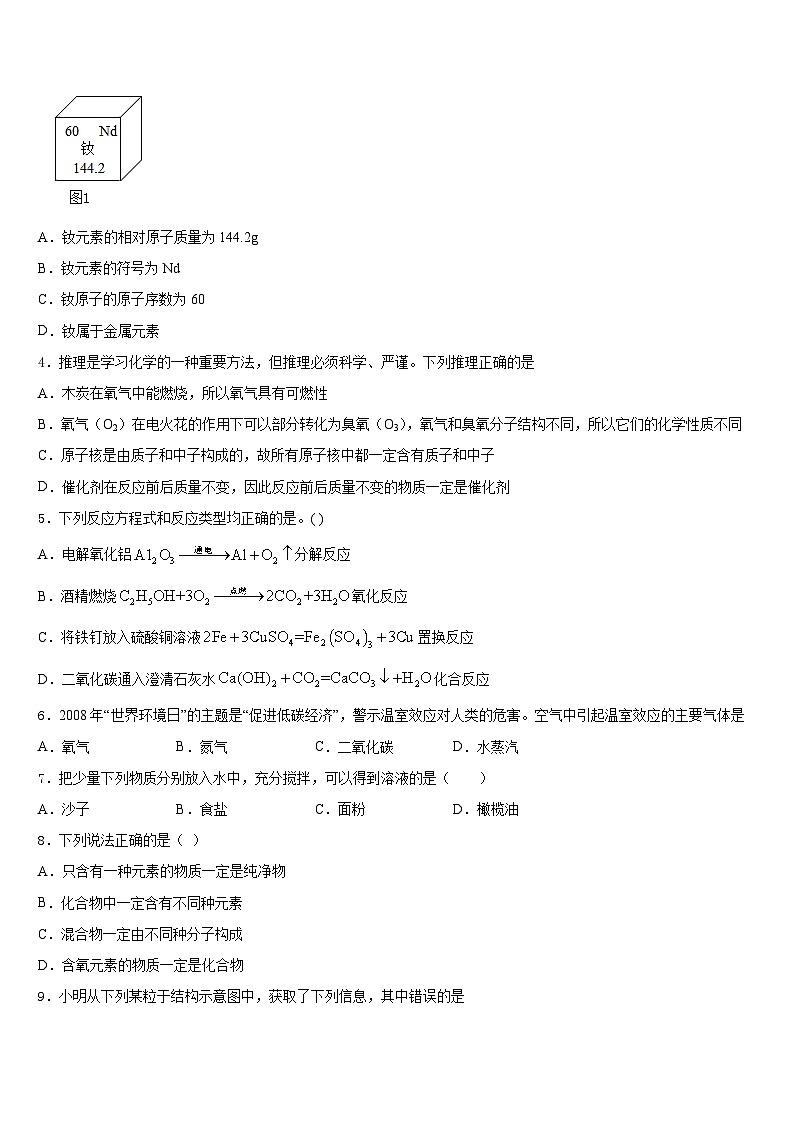 广东省深圳市深圳龙岗区龙岭初级中学2023-2024学年九上化学期末统考试题含答案02