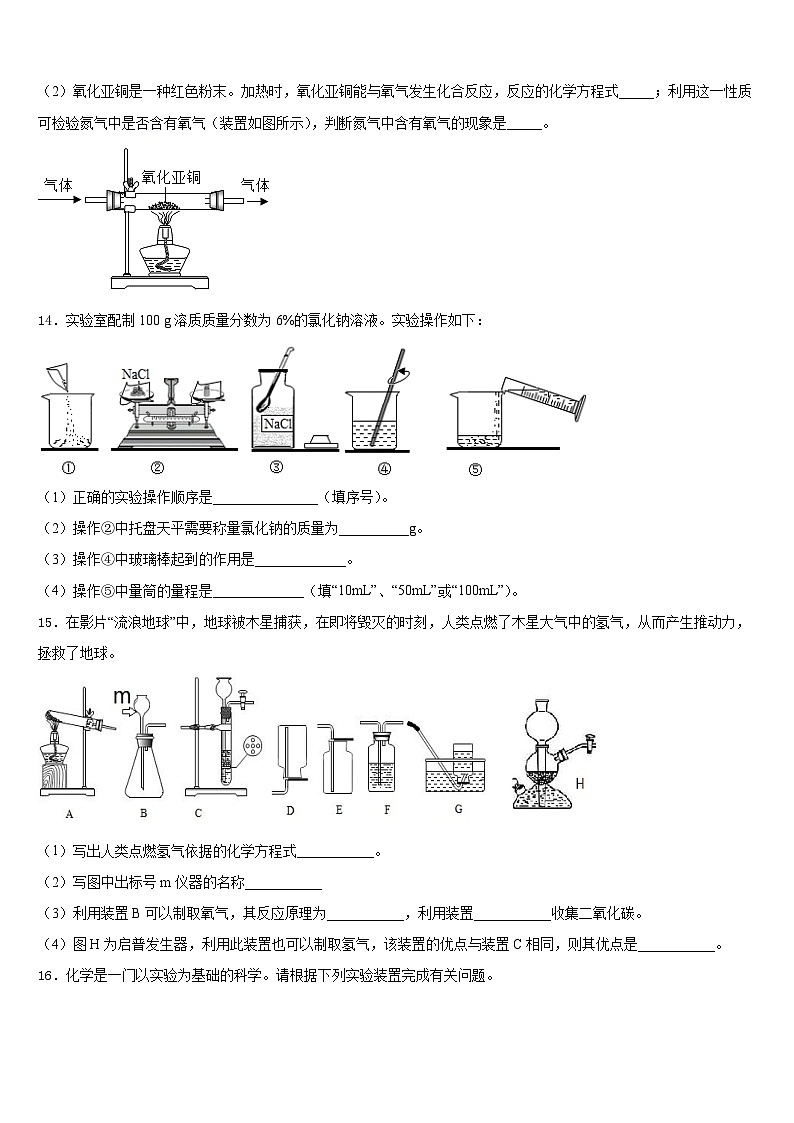 广东省深圳中学2023-2024学年九年级化学第一学期期末达标测试试题含答案03