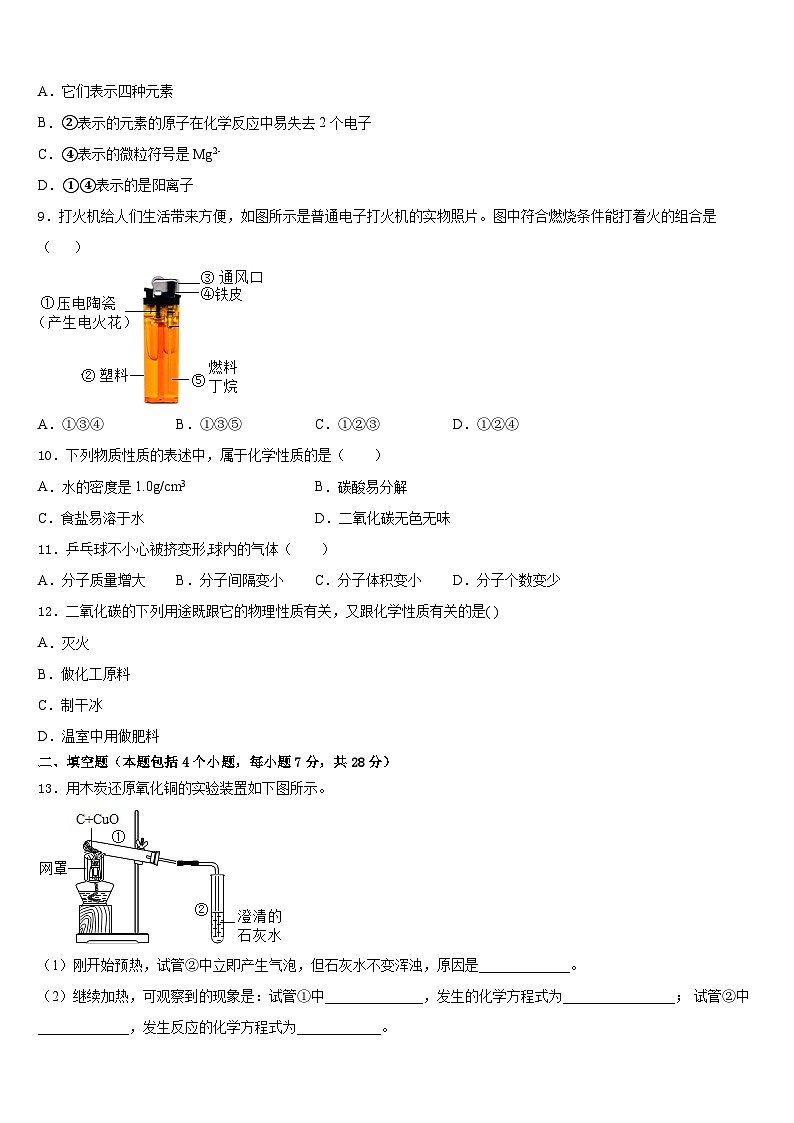 广东省肇庆市端州区南国中学英文学校2023-2024学年化学九上期末复习检测模拟试题含答案03