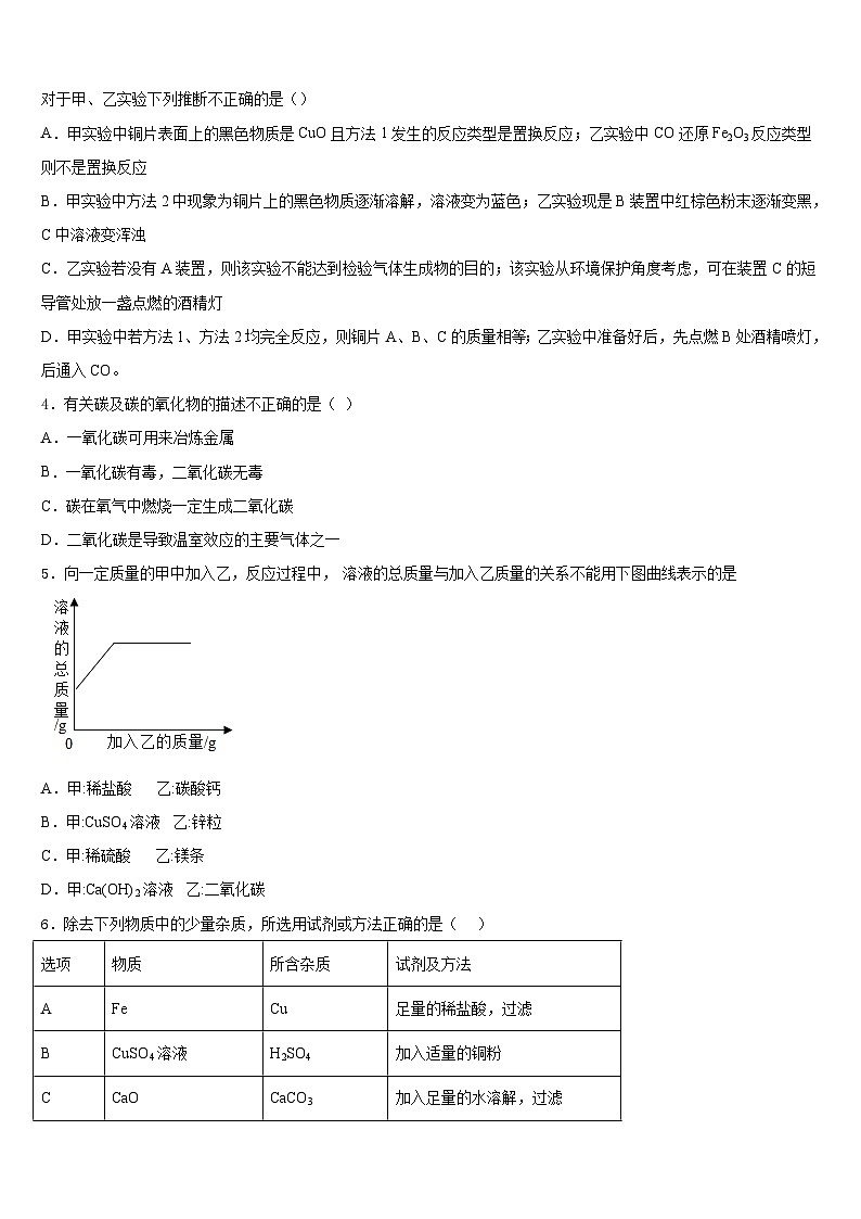 江苏省泰州市黄桥中学2023-2024学年化学九上期末综合测试模拟试题含答案第2页