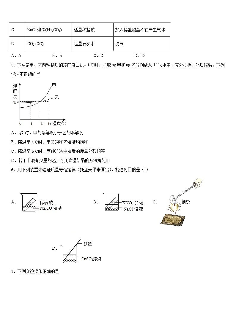 江苏省泰州市姜堰区第四中学2023-2024学年化学九上期末调研模拟试题含答案第2页