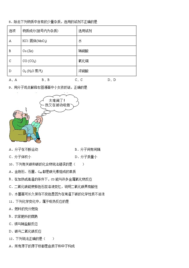 江西省九江市九江有色金属冶炼厂职工子弟学校2023-2024学年九上化学期末检测模拟试题含答案第3页