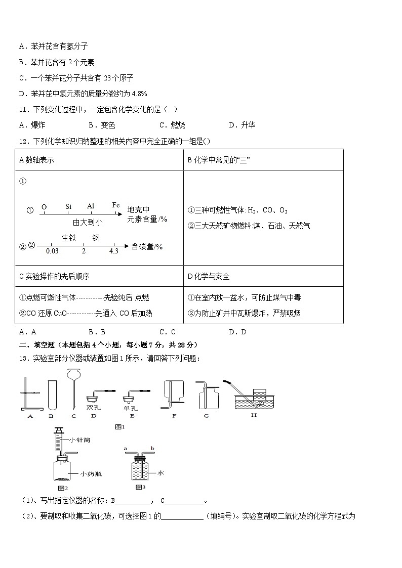 河北省秦皇岛市2023-2024学年九上化学期末质量检测试题含答案第3页