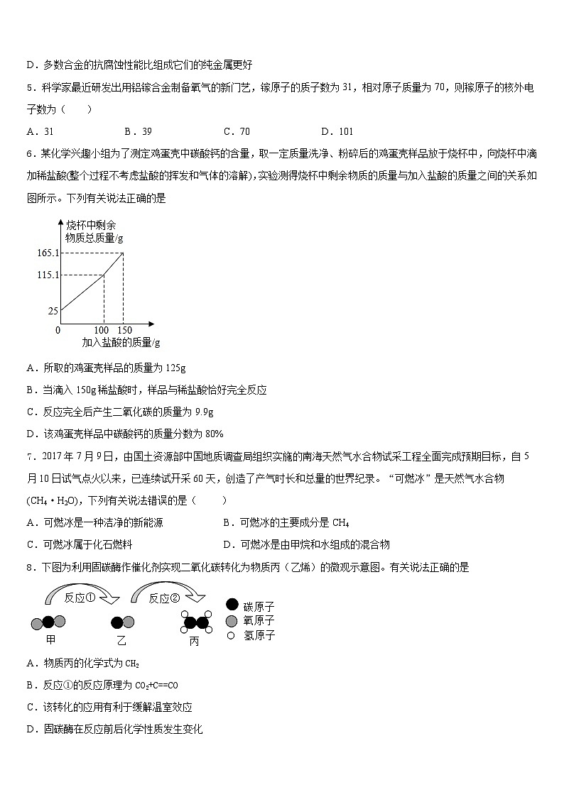 河南省洛阳市五校联考2023-2024学年九上化学期末达标检测模拟试题含答案第2页