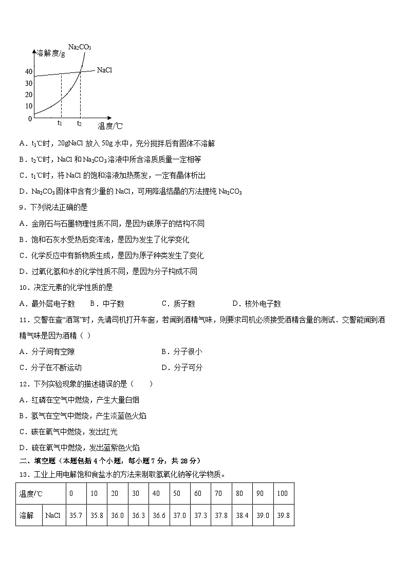 海南省华东师范大第二附属中学2023-2024学年九年级化学第一学期期末调研模拟试题含答案第3页