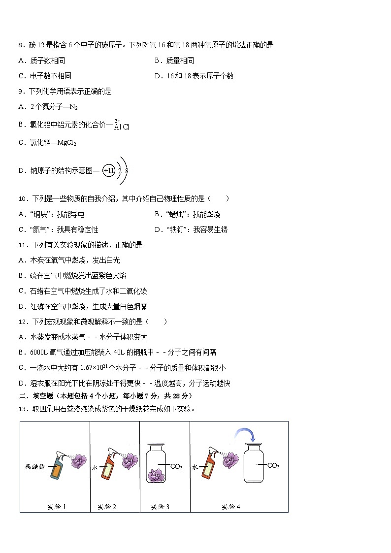 湖北省黄冈市麻城市顺河镇2023-2024学年化学九上期末综合测试模拟试题含答案第3页