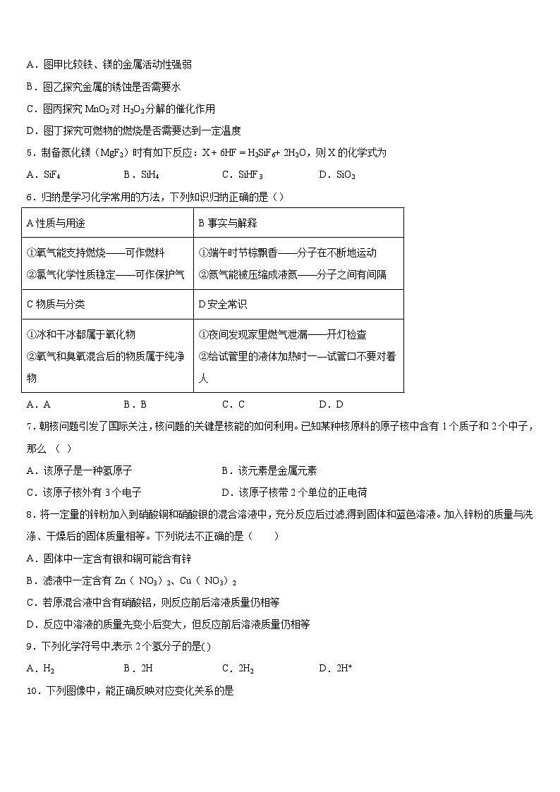 西宁市重点中学2023-2024学年九年级化学第一学期期末检测模拟试题含答案第2页