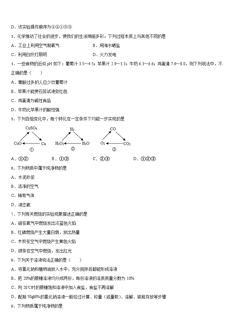 重慶市榮昌區(qū)盤龍鎮(zhèn)初級中學2023-2024學年九年級化學第一學期期末質量跟蹤監(jiān)視試題含答案第2頁