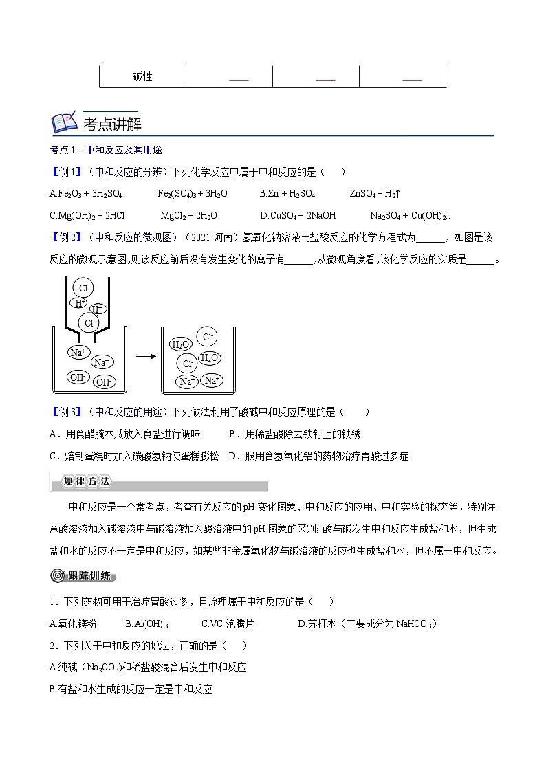 备战中考化学考点总复习 专题12 酸碱中和与pH【考点精讲】(全国通用)(原卷版+解析版)03