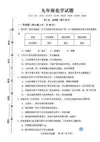 山东省淄博市周村区2023-2024学年九年级上学期期末质量检测化学试题